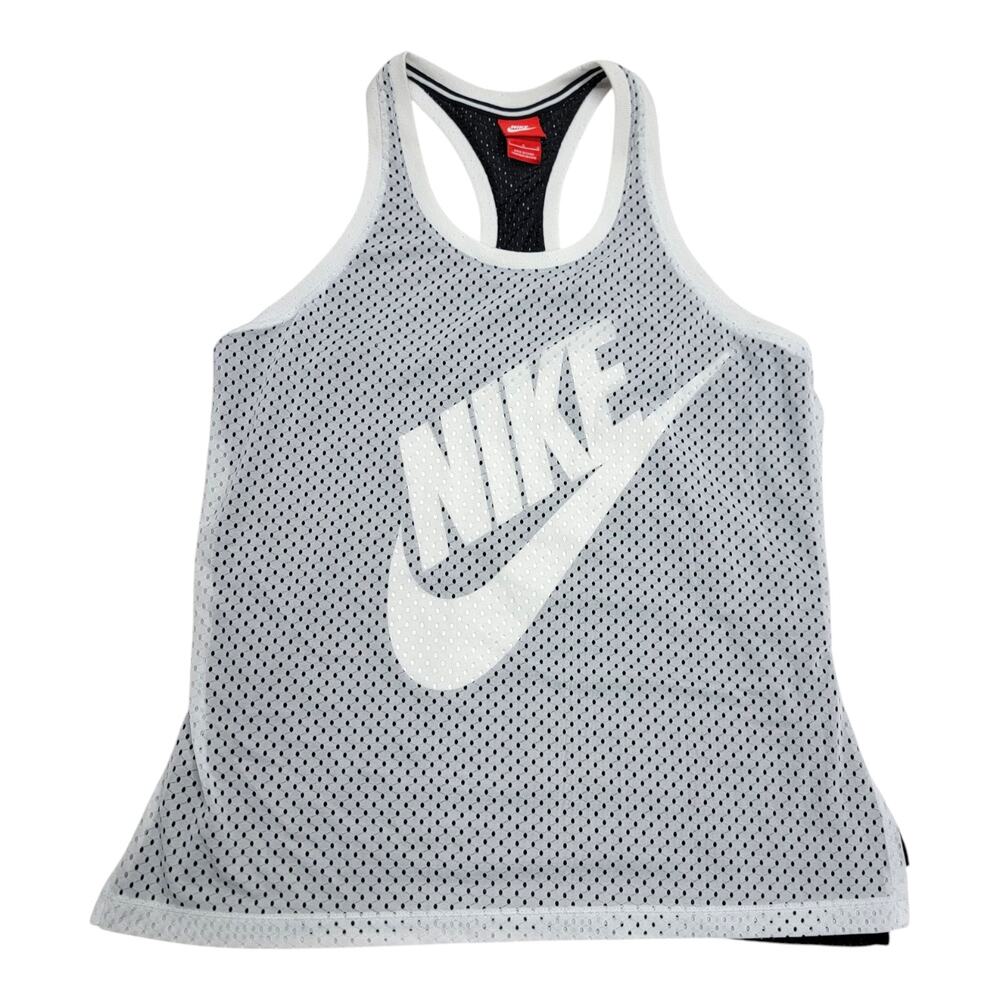 Nike Womens Large Dual Layer Mesh Tank Top Racerback Just Do It Black White